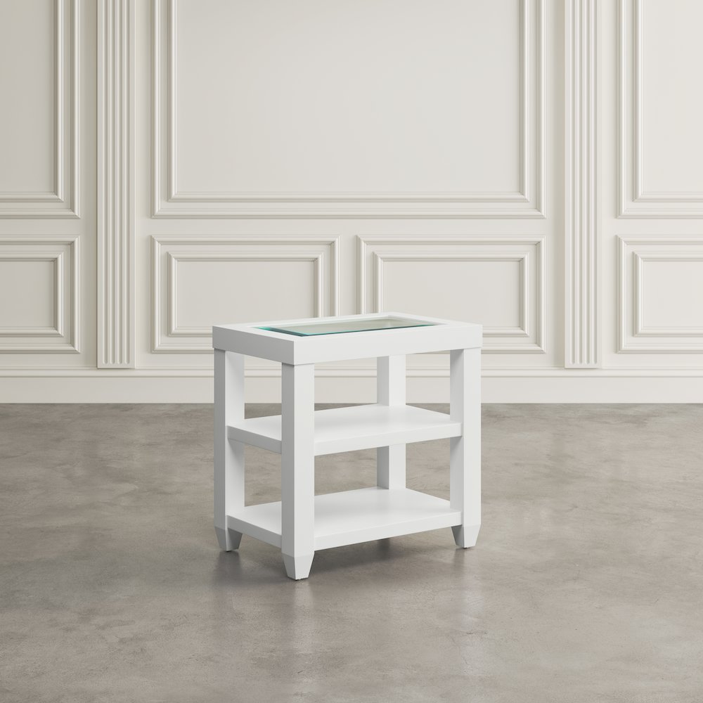 Urban Icon Contemporary Glass Inlay End Table with Storage. Picture 7