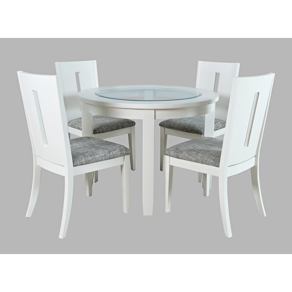 Urban Icon Contemporary 42" Round Five-Piece Dining Set with Upholstered Chairs. Picture 1