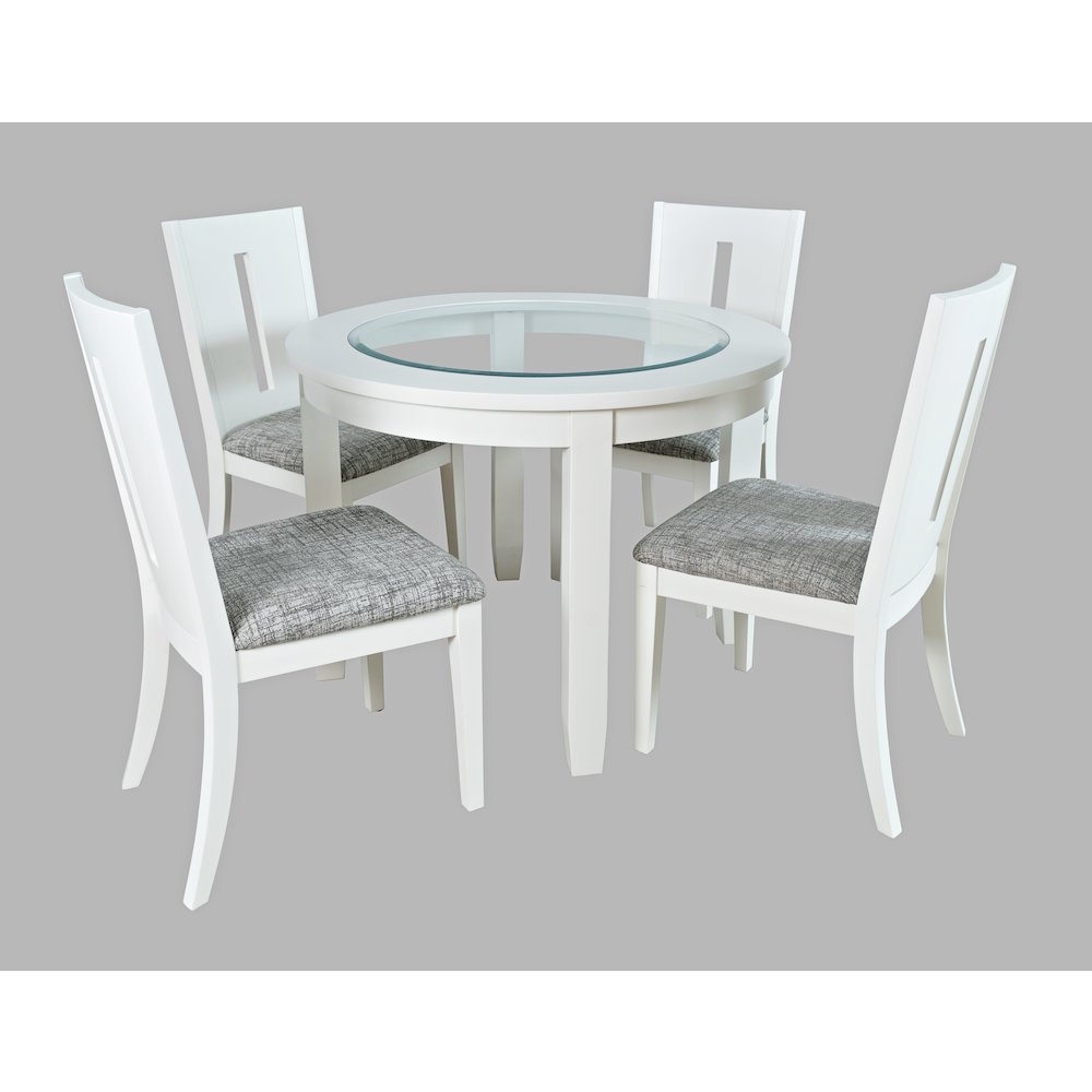Urban Icon Contemporary 42" Round Five-Piece Dining Set with Upholstered Chairs. Picture 3