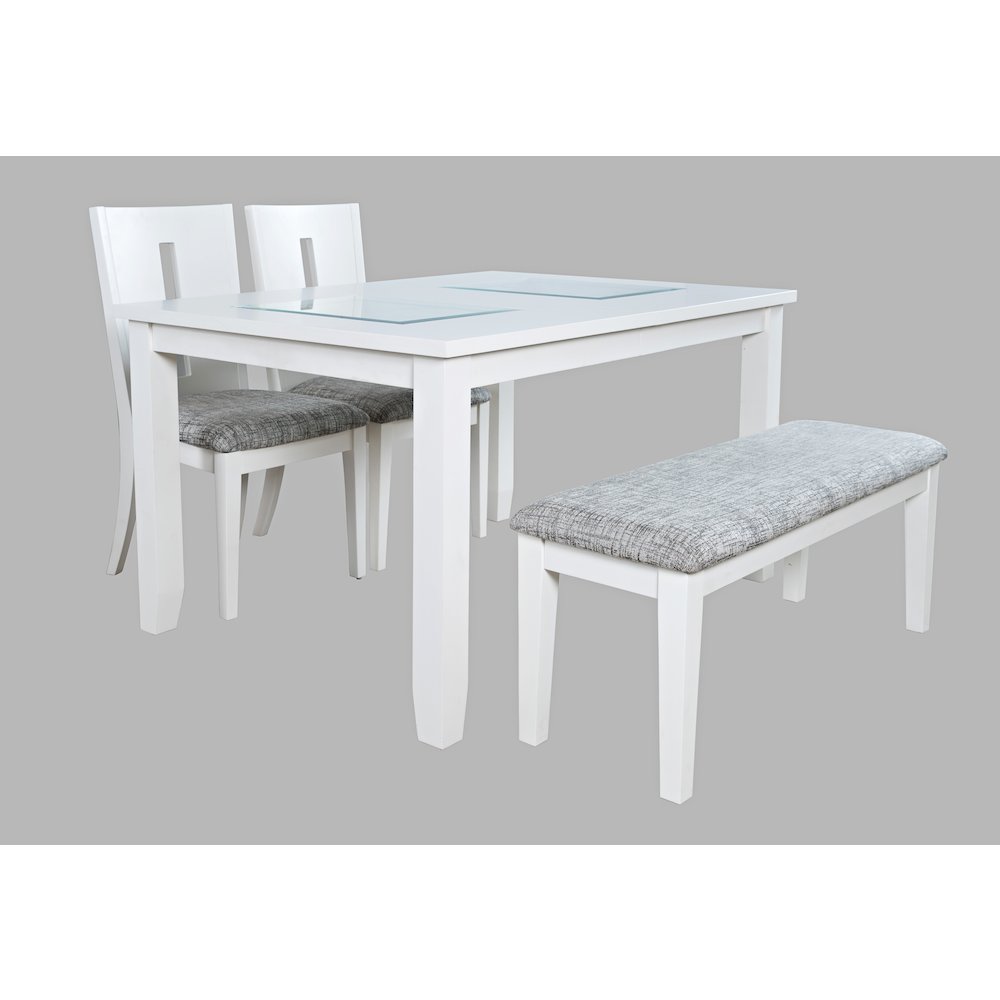 Contemporary 66" Four-Piece Dining Set with Upholstered Chairs and Bench. Picture 1