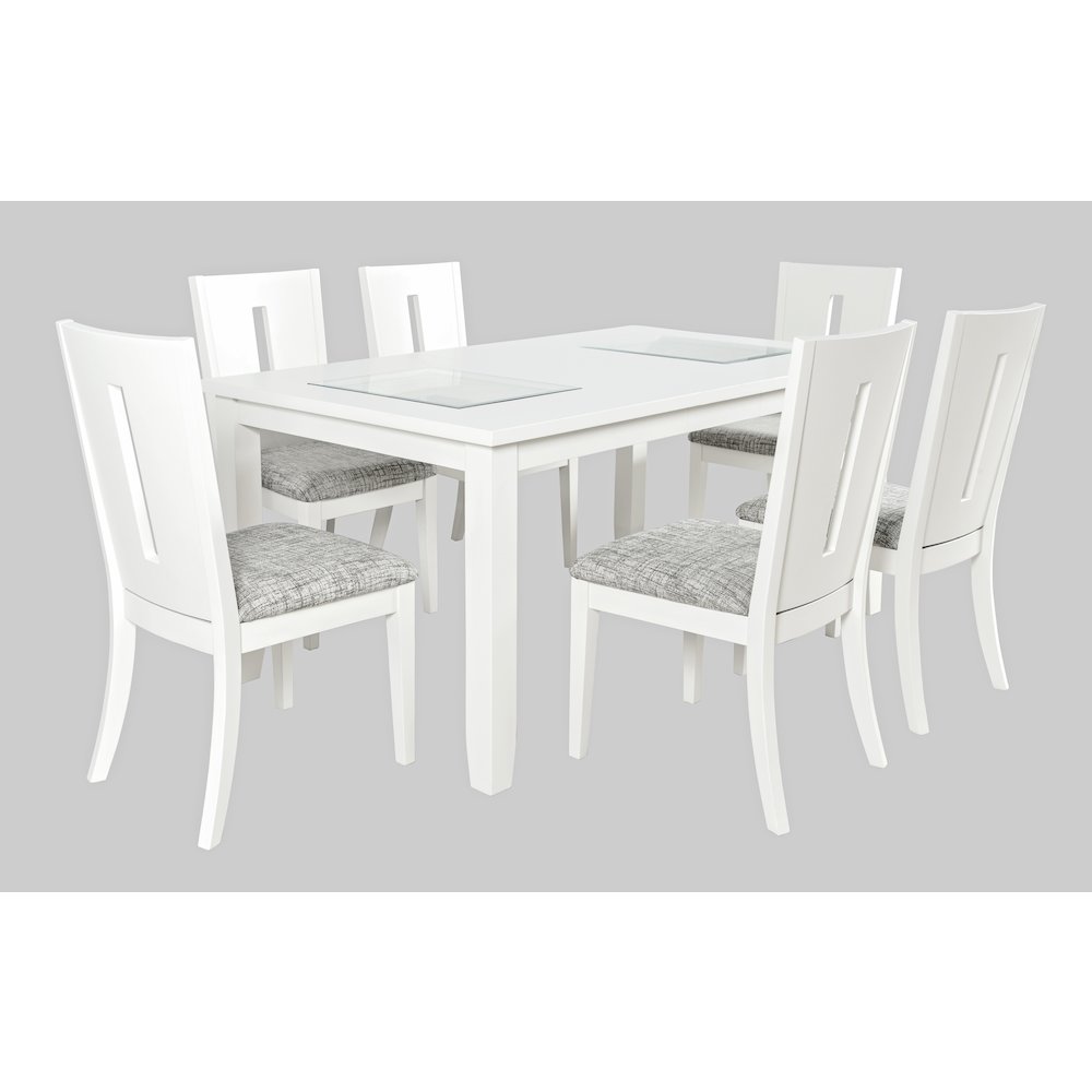 Urban Icon Contemporary 66" Seven-Piece Dining Set with Upholstered Chairs. Picture 1