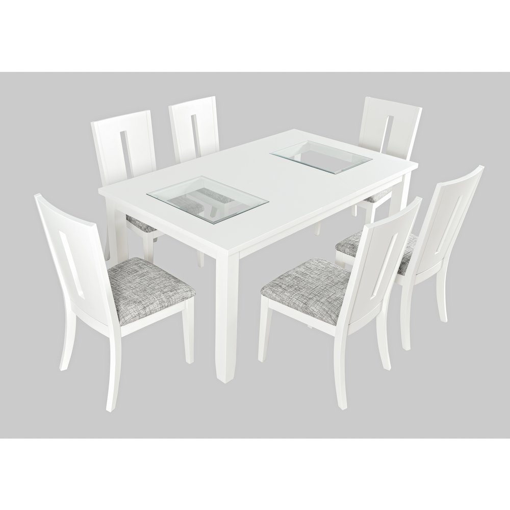 Urban Icon Contemporary 66" Seven-Piece Dining Set with Upholstered Chairs. Picture 3
