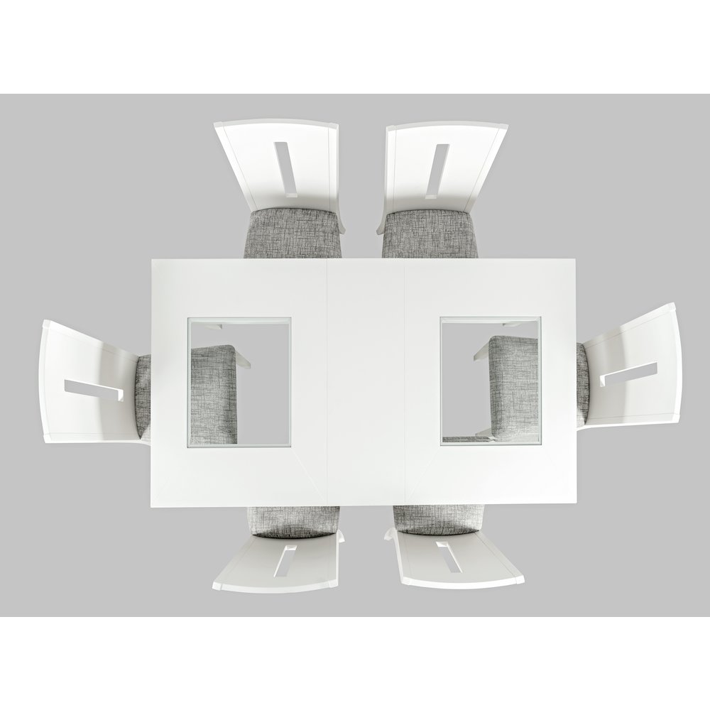 Urban Icon Contemporary 66" Seven-Piece Dining Set with Upholstered Chairs. Picture 7