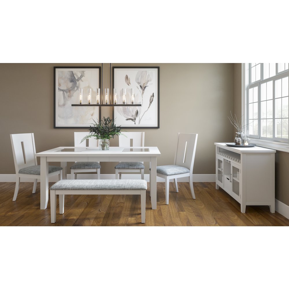 Urban Icon Contemporary 66" Extension Glass Inlay Dining Table. Picture 5