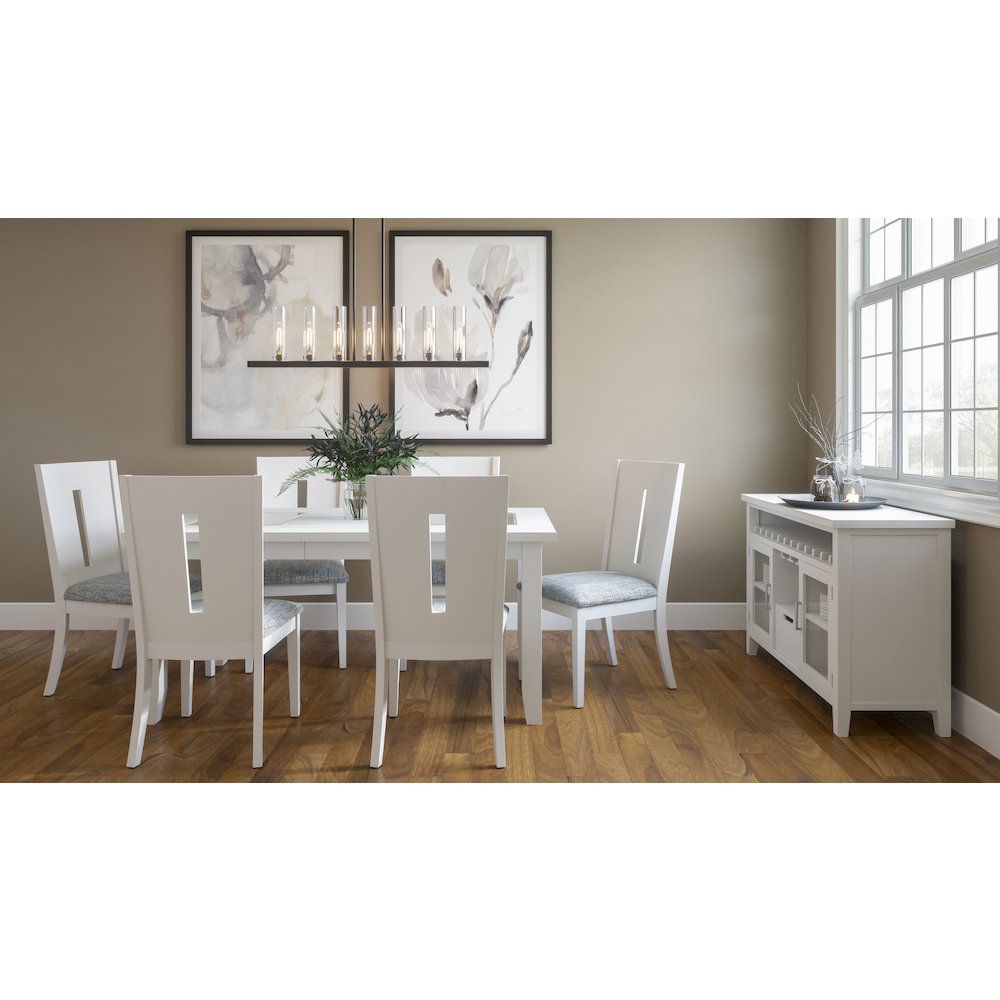 Urban Icon Contemporary 66" Seven-Piece Dining Set with Upholstered Chairs. Picture 2