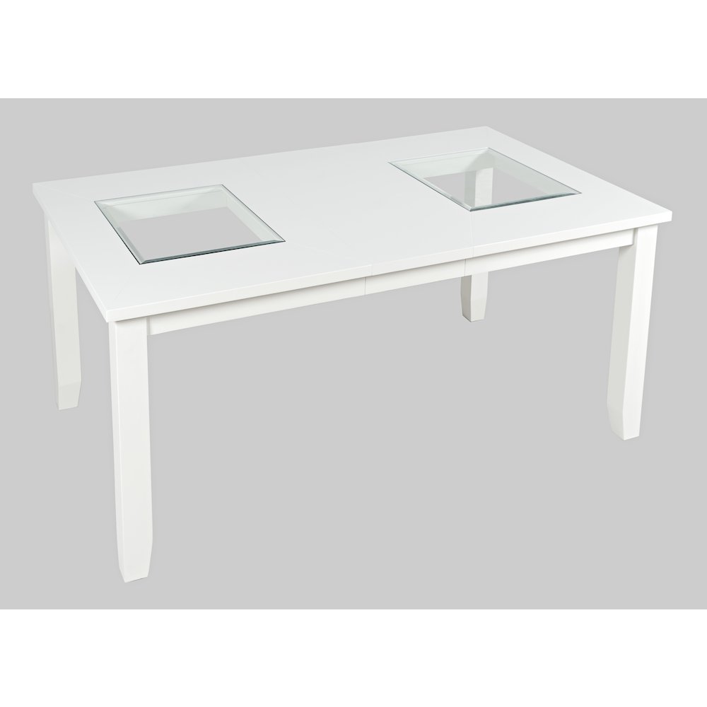 Urban Icon Contemporary 66" Extension Glass Inlay Dining Table. Picture 3