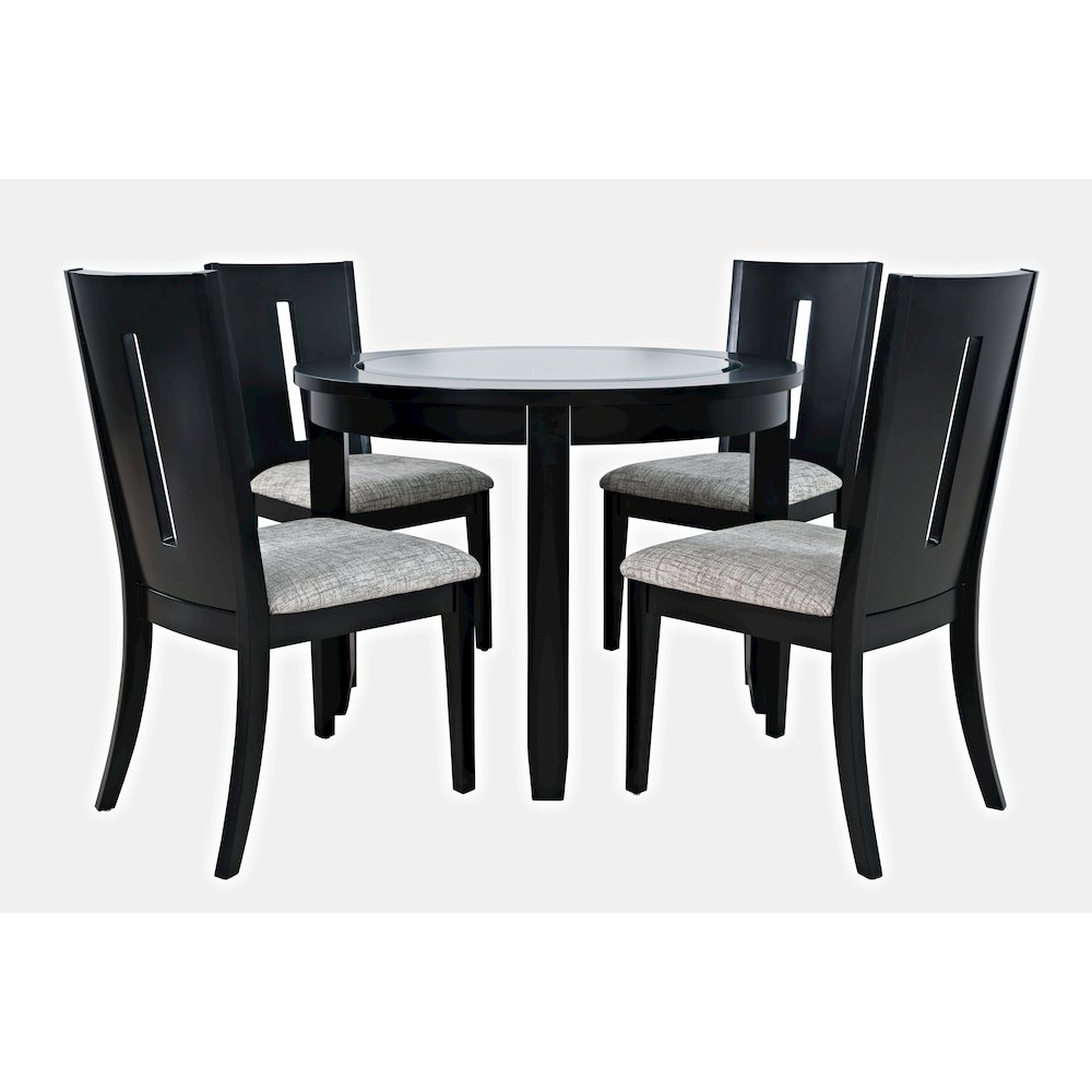 Urban Icon Contemporary 42" Round Five-Piece Dining Set with Upholstered Chairs. Picture 1