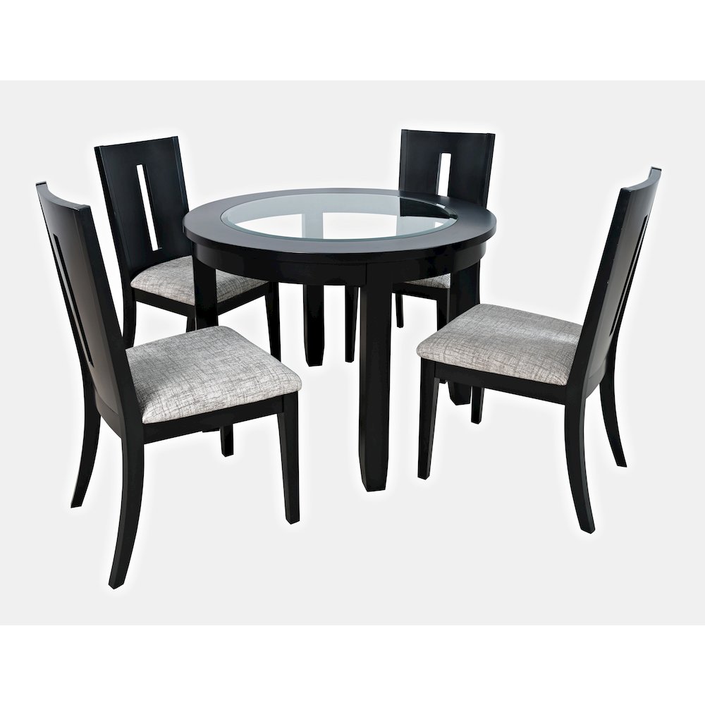Urban Icon Contemporary 42" Round Five-Piece Dining Set with Upholstered Chairs. Picture 3