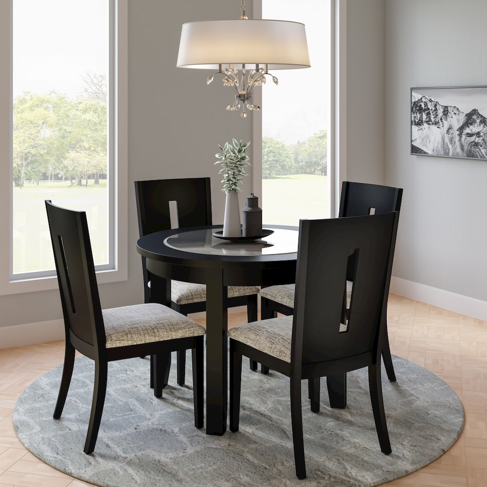 Urban Icon Contemporary 42" Round Five-Piece Dining Set with Upholstered Chairs. Picture 2