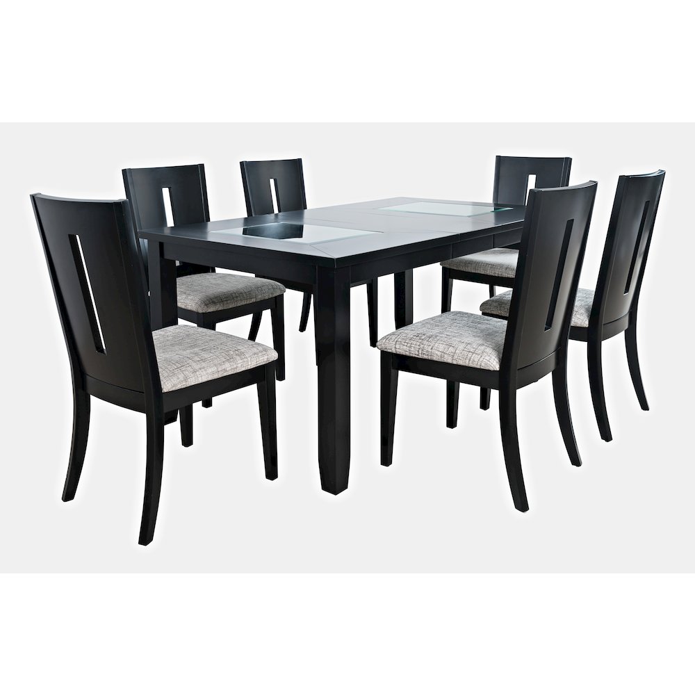 Urban Icon Contemporary 66" Seven-Piece Dining Set with Upholstered Chairs. Picture 1