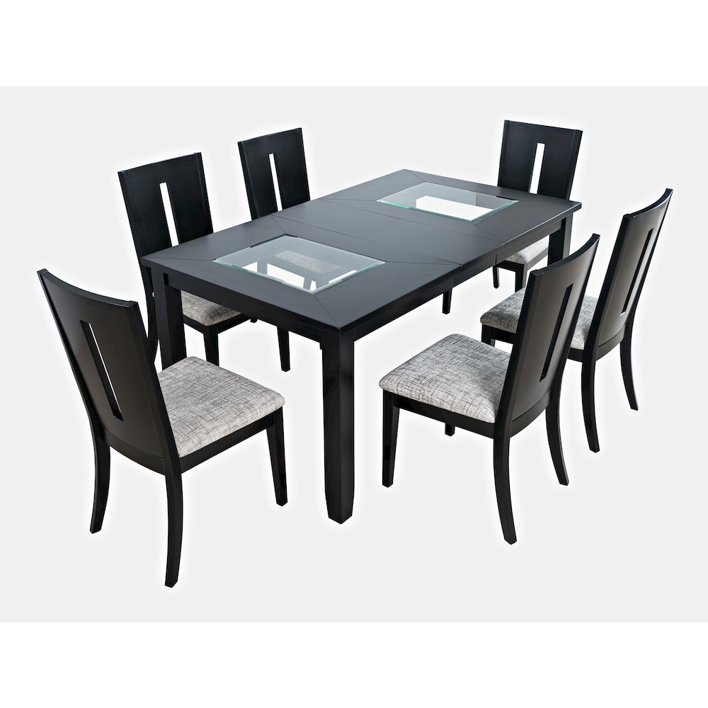 Urban Icon Contemporary 66" Seven-Piece Dining Set with Upholstered Chairs. Picture 2