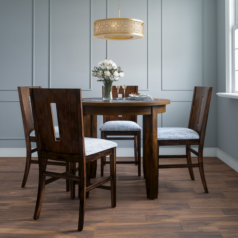 Urban Icon Contemporary 42" Round Counter Height Glass Inlay Dining Table. Picture 6