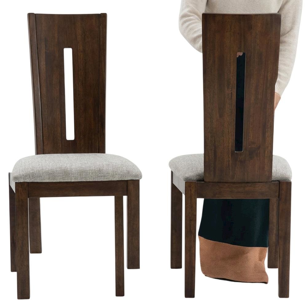 Contemporary Slotback Upholstered Dining Chairs, Merlot, Set of 2. Picture 1