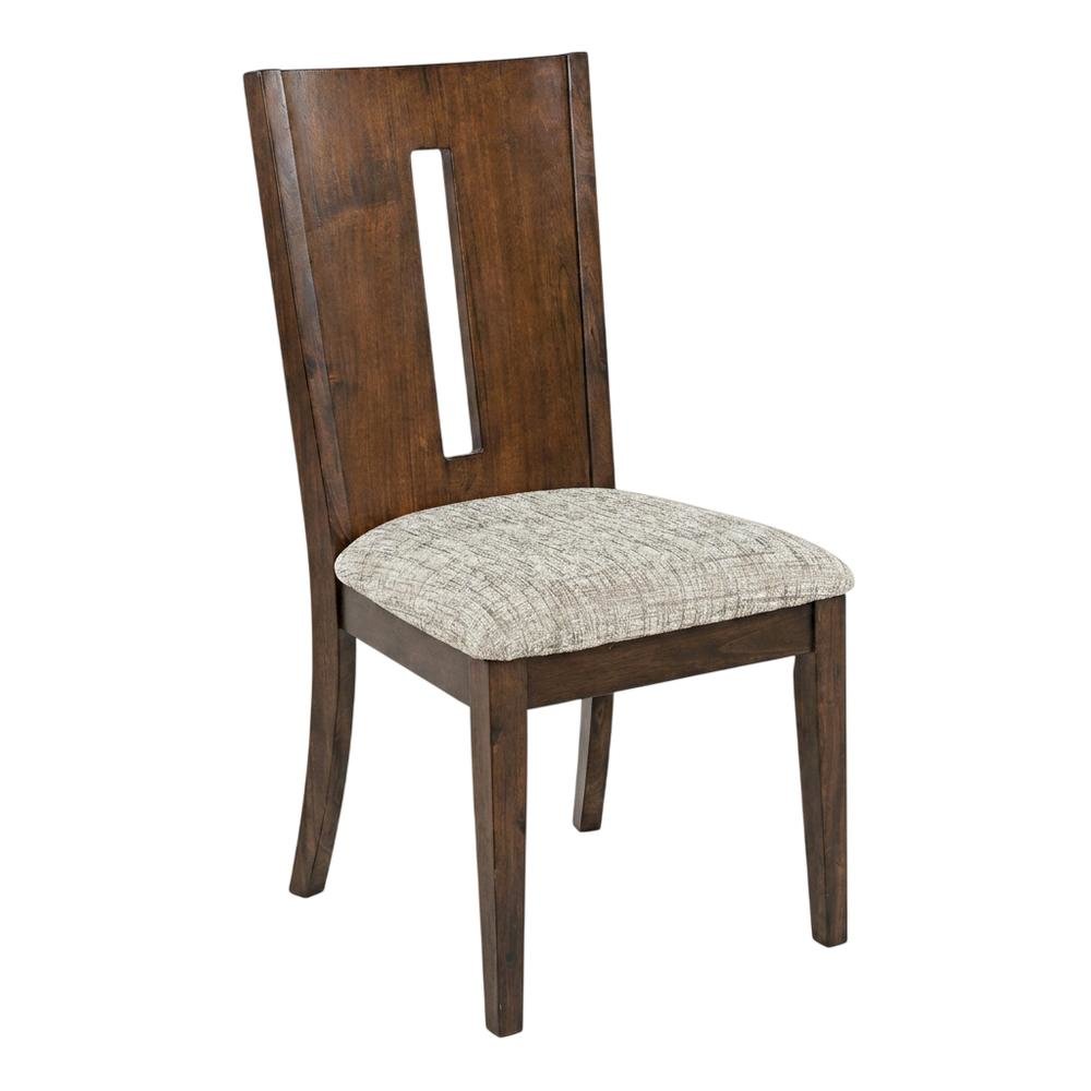 Contemporary Slotback Upholstered Dining Chairs, Merlot, Set of 2. Picture 4