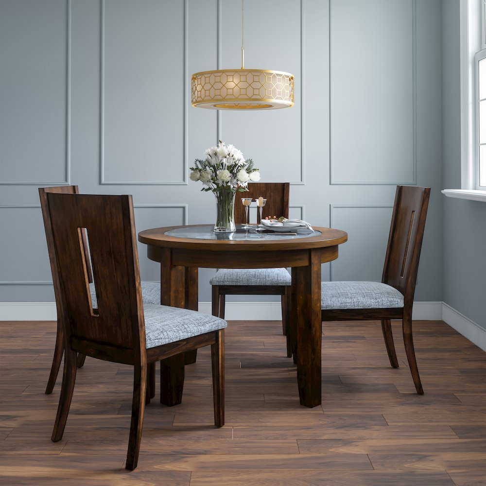 Urban Icon Contemporary 42" Round Five-Piece Dining Set with Upholstered Chairs. Picture 2