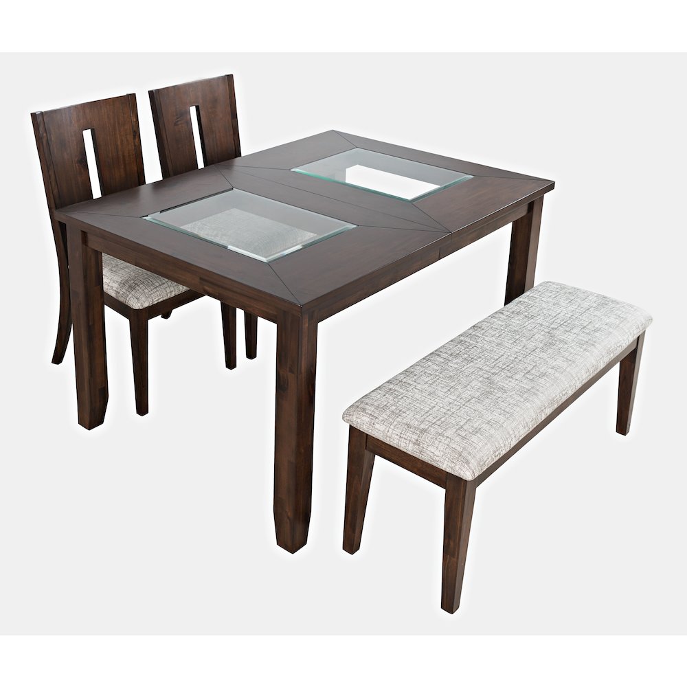 Contemporary 66" Four-Piece Dining Set with Upholstered Chairs and Bench. Picture 2