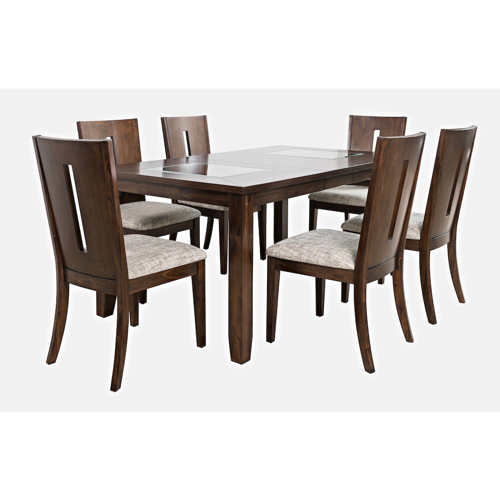 Urban Icon Contemporary 66" Seven-Piece Dining Set with Upholstered Chairs. Picture 1