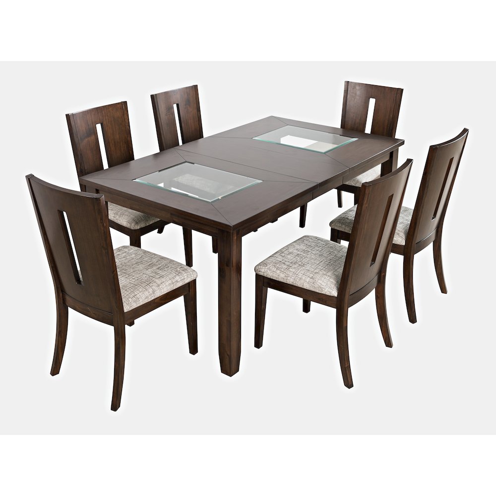 Urban Icon Contemporary 66" Seven-Piece Dining Set with Upholstered Chairs. Picture 2
