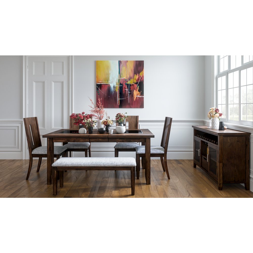 Urban Icon Contemporary 66" Extension Glass Inlay Dining Table. Picture 5
