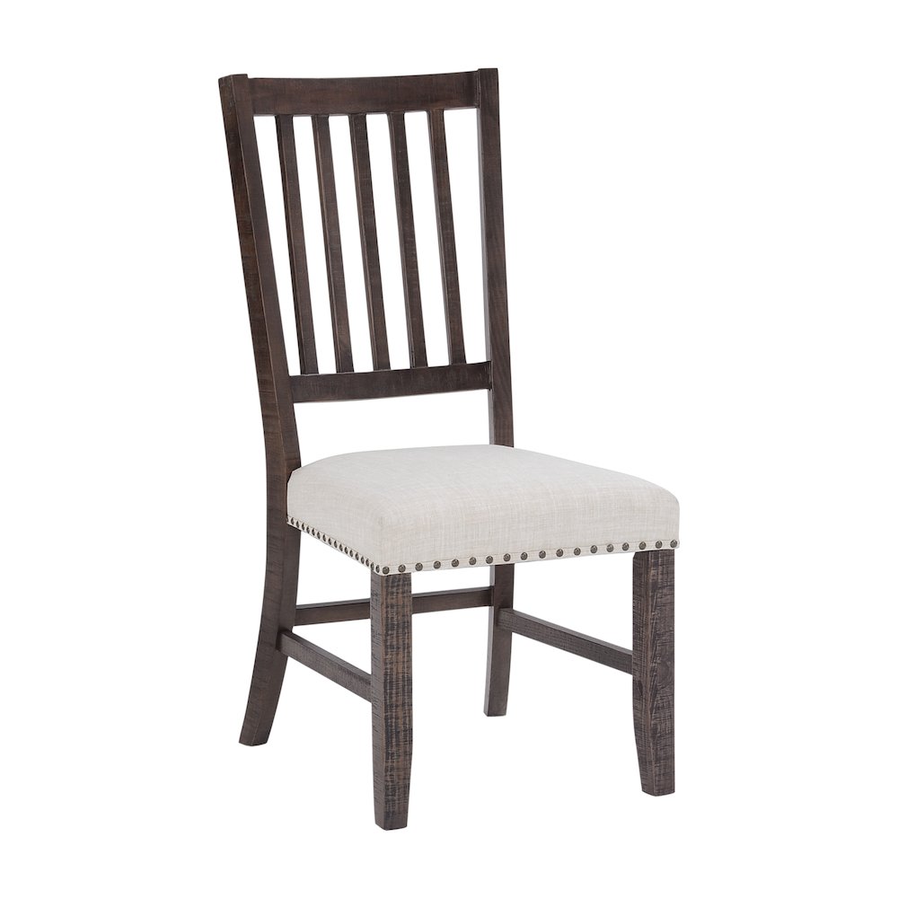 Willow Creek Distressed Solid Wood Upholstered Slatback Chair (Set of 2). Picture 3