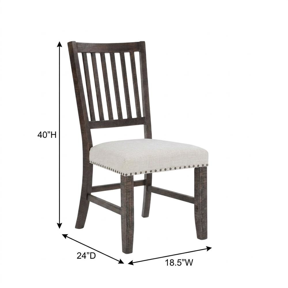 Distressed Solid Wood Slatback Kitchen Dining Chairs, Distressed Dark Brown, Set of 2. Picture 6