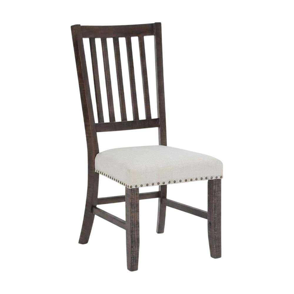 Distressed Solid Wood Slatback Kitchen Dining Chairs, Distressed Dark Brown, Set of 2. Picture 5