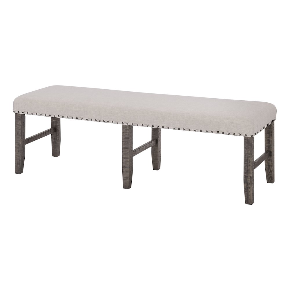Willow Creek Distressed Solid Wood Upholstered Dining Bench. Picture 4
