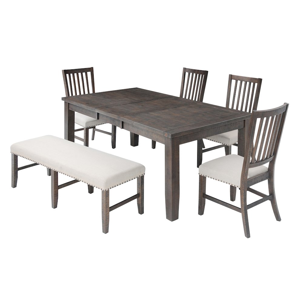Willow Creek Rustic Distressed 78" Six-Piece Dining Set with Bench. Picture 2