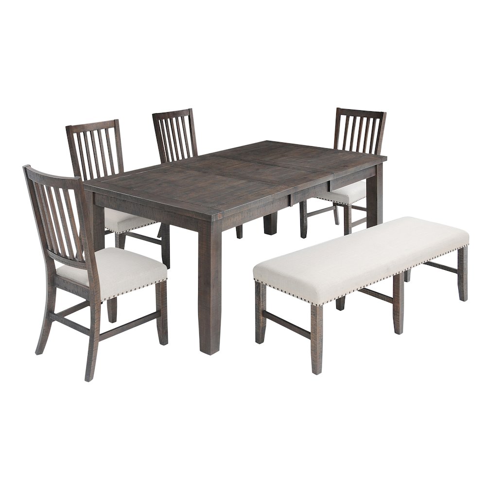 Willow Creek Rustic Distressed 78" Six-Piece Dining Set with Bench. Picture 1