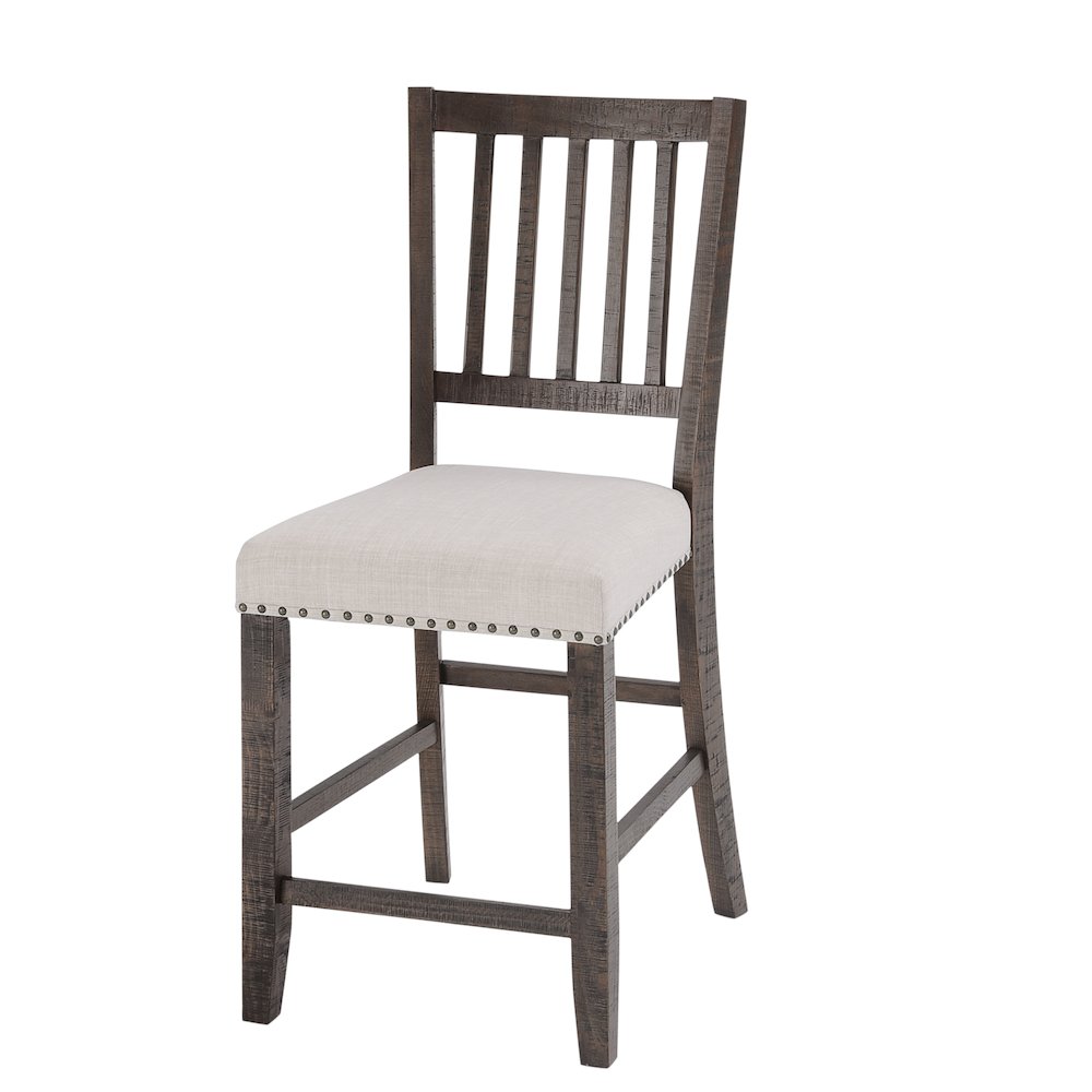 Willow Creek Distressed Slatback Upholstered Counter Stool (Set of 2). Picture 3