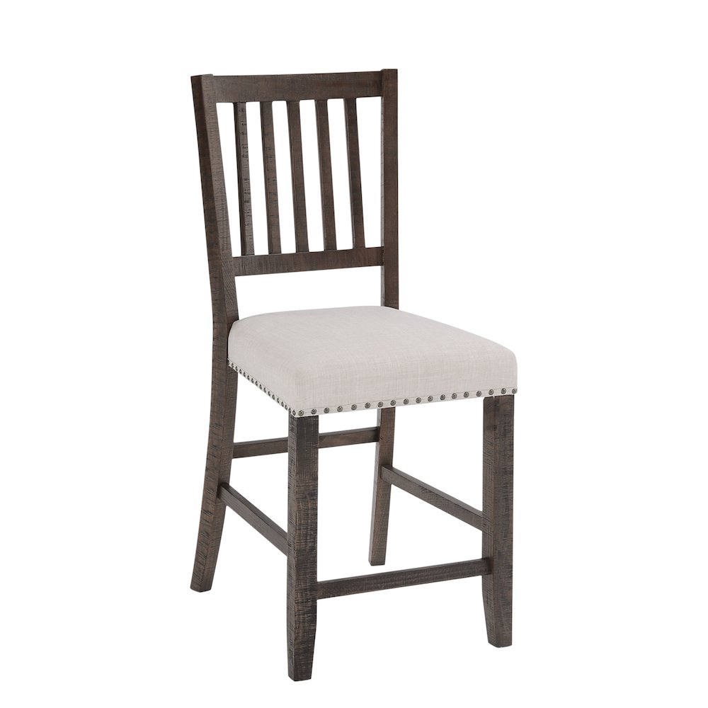 Willow Creek Distressed Slatback Upholstered Counter Stool (Set of 2). Picture 2