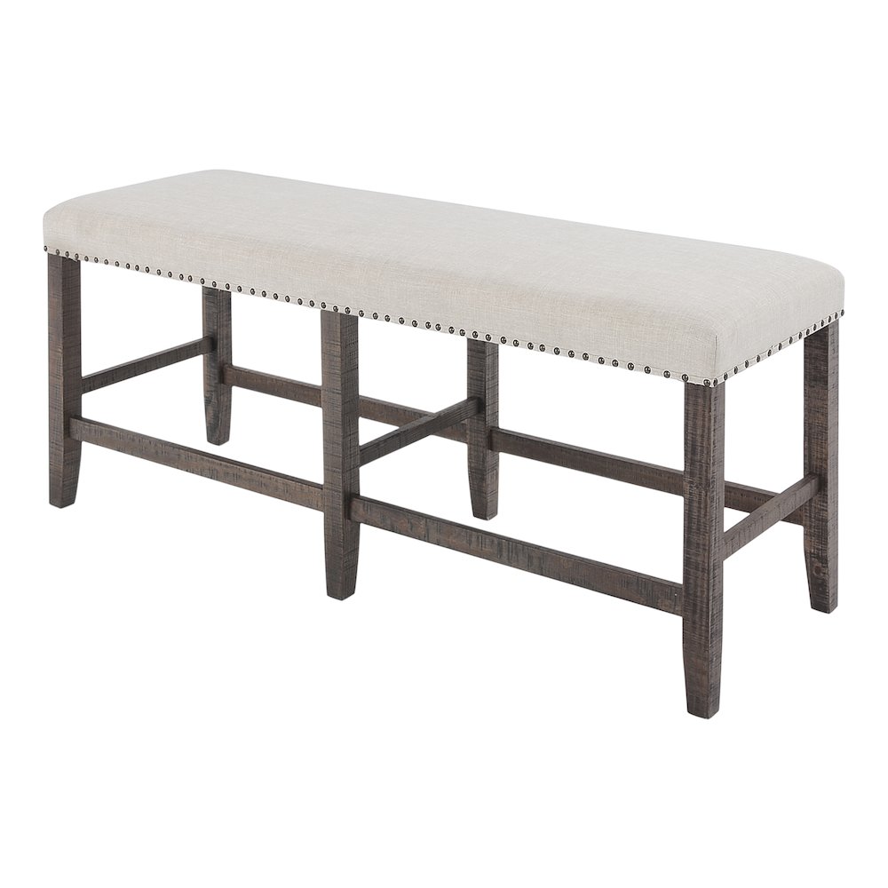Willow Creek Distressed Solid Wood Counter Height Dining Bench. Picture 3