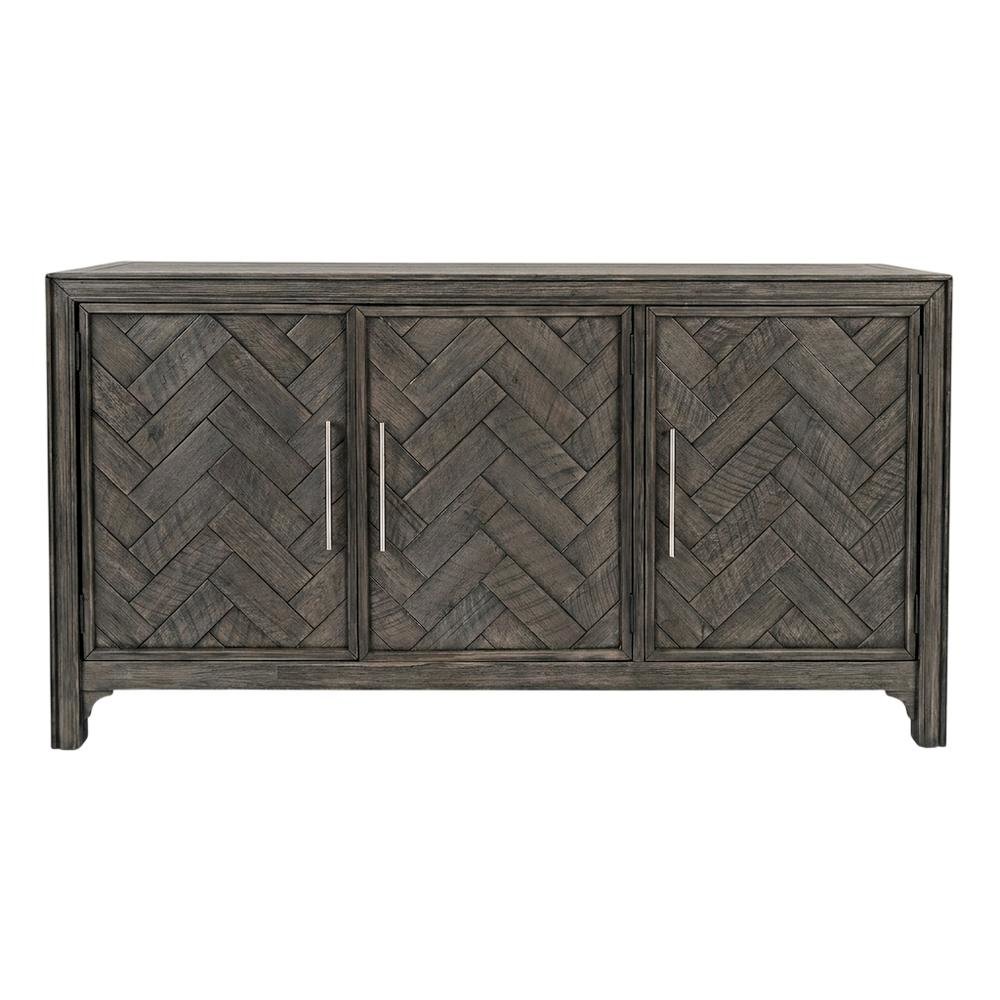 Mid-Century Modern Buffet Cabinet Sideboard with Adjustable Shelves, Platinum. Picture 1