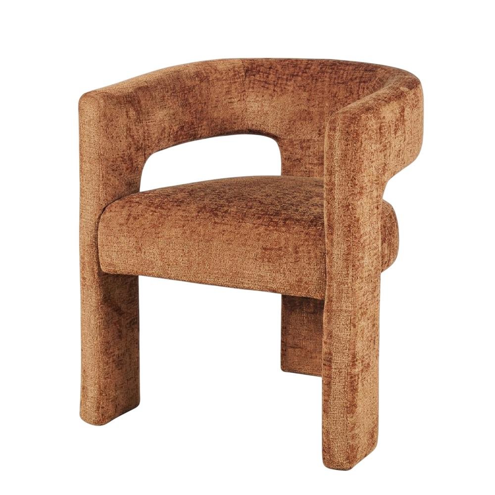 Jacquard Sculpture Accent Chair for Living Room or Bedroom, Rust. Picture 1