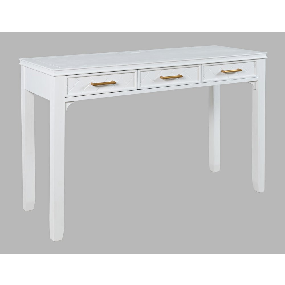 Gramercy Mid-Century Modern Chevron Three Drawer USB Charging Desk. Picture 2