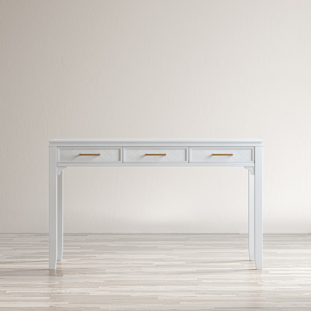 Gramercy Mid-Century Modern Chevron Three Drawer USB Charging Desk. Picture 13