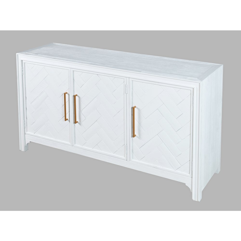 Gramercy Mid-Century Modern Chevron Three Door 60" Accent Cabinet. Picture 3