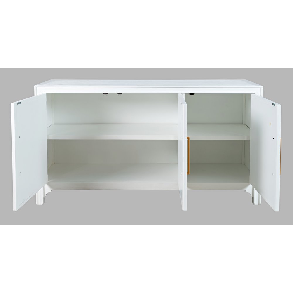 Gramercy Mid-Century Modern Chevron Three Door 60" Accent Cabinet. Picture 5