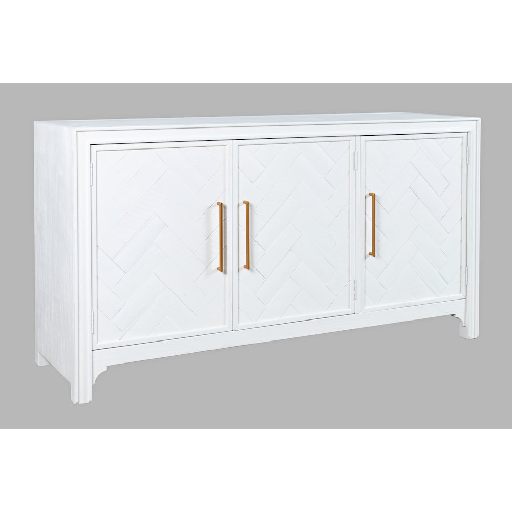 Gramercy Mid-Century Modern Chevron Three Door 60" Accent Cabinet. Picture 2