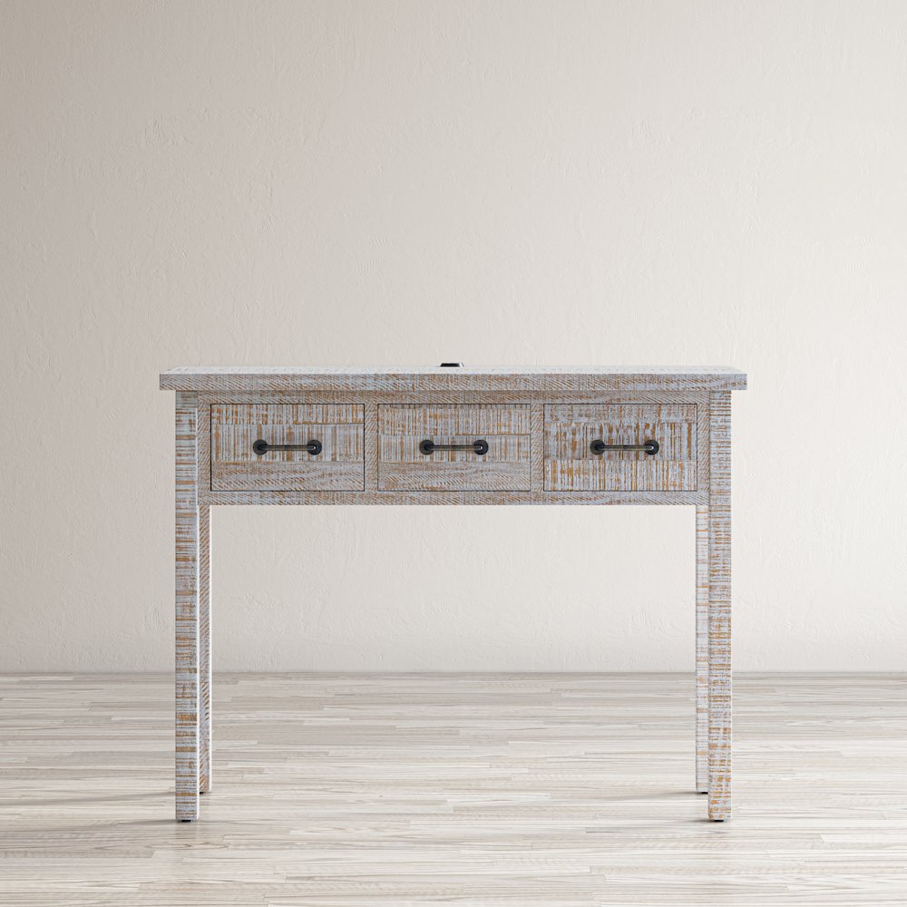 North Coast 42" Washed Finish Three Drawer USB Charging Sofa Table. Picture 10