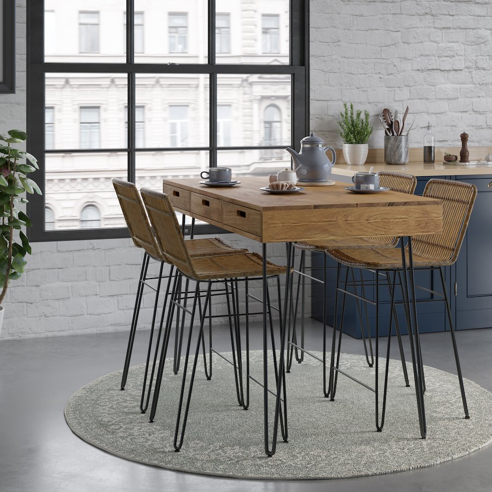 Rollins 52" Solid Hardwood Modern Counter Dining Table with Storage. Picture 13