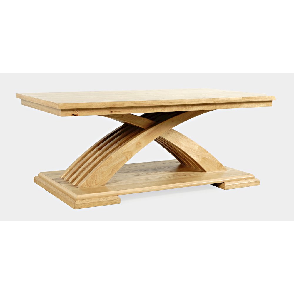 Anthology Contemporary 48" Curved Base Coffee Table with Caster Wheels. Picture 4
