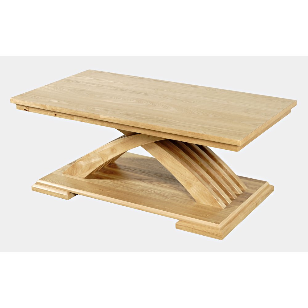 Anthology Contemporary 48" Curved Base Coffee Table with Caster Wheels. Picture 3