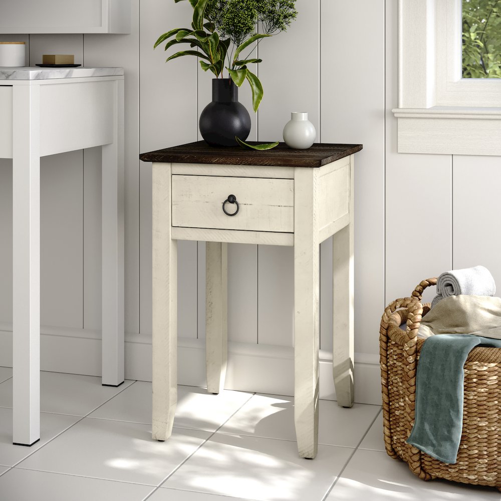 Devon Farmhouse Distressed Solid Wood End Table. Picture 2
