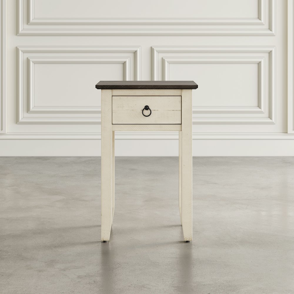 Devon Farmhouse Distressed Solid Wood End Table. Picture 8