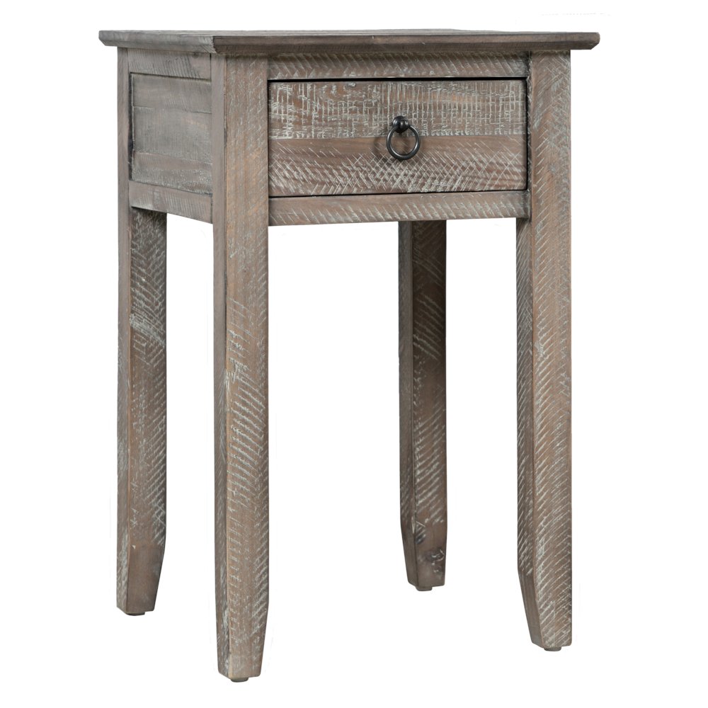 Devon Farmhouse Distressed Solid Wood End Table. Picture 1