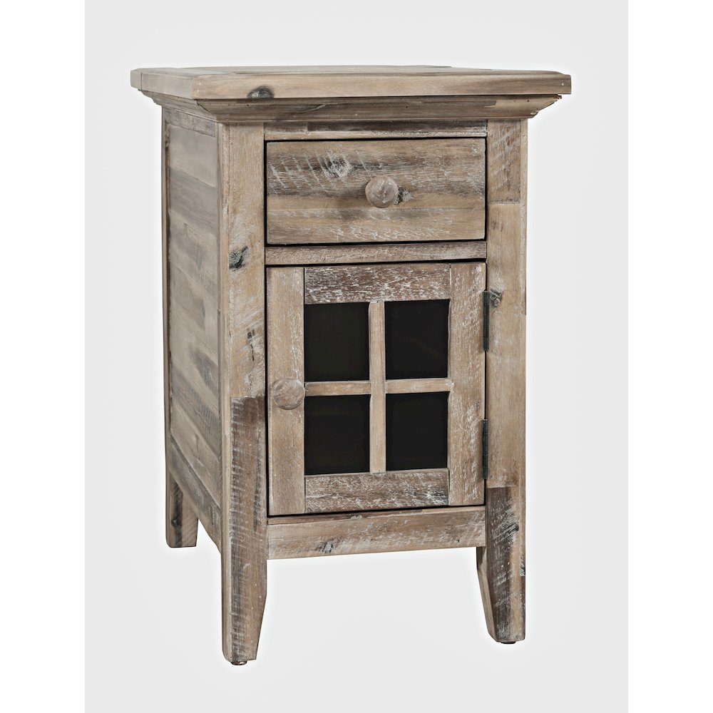 Rustic Shores Distressed Acacia USB Charging Chairside End Table. Picture 4