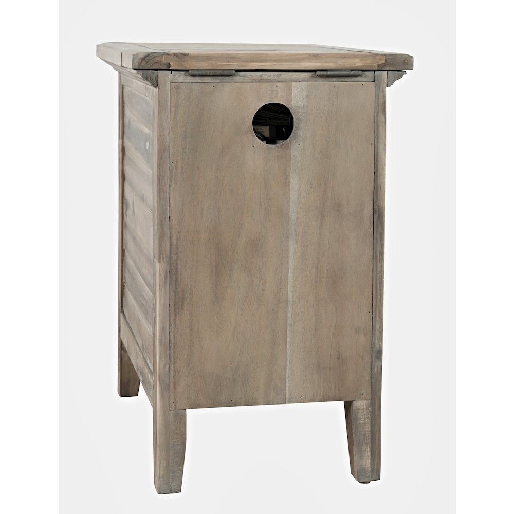 Rustic Shores Distressed Acacia USB Charging Chairside End Table. Picture 9
