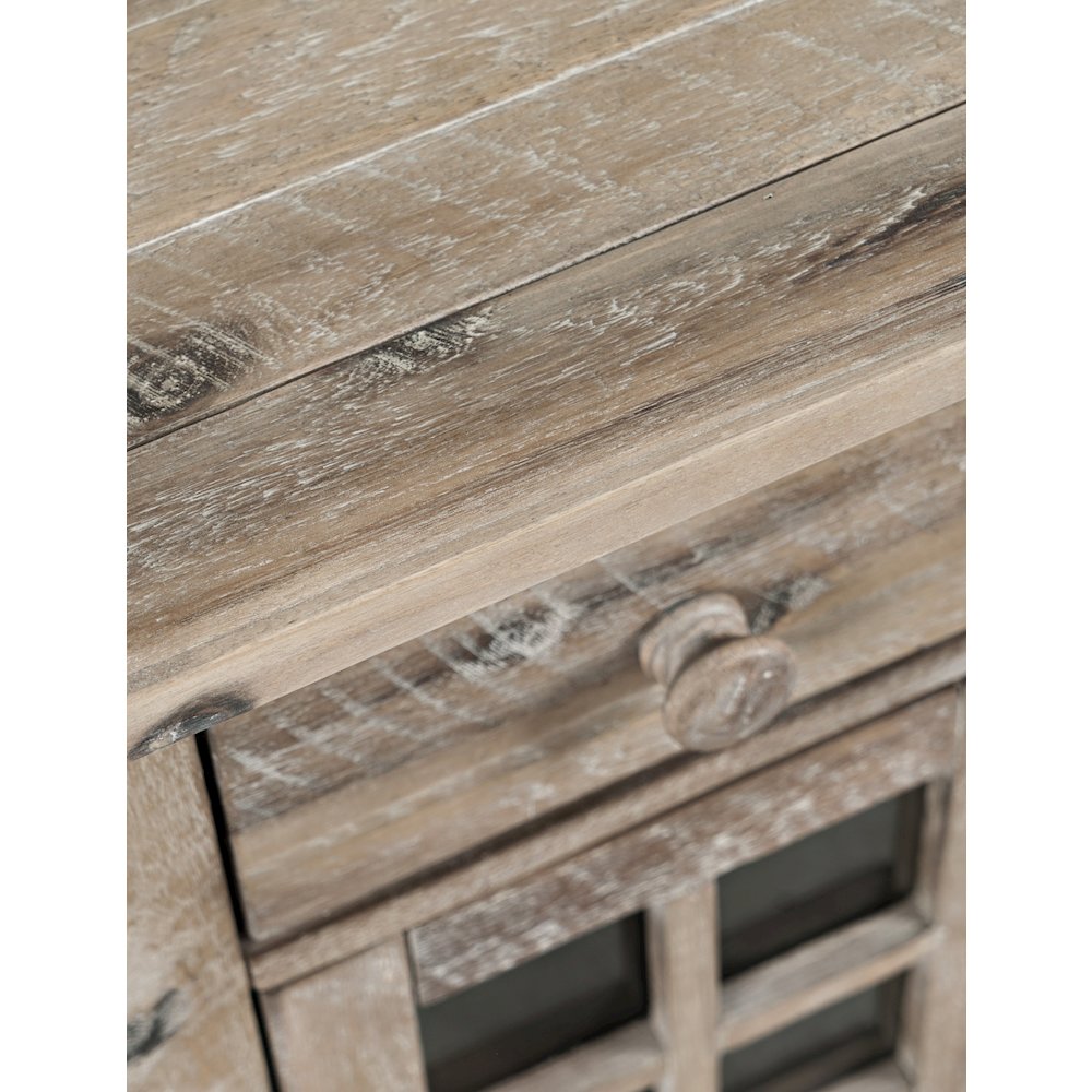 Rustic Shores Distressed Acacia USB Charging Chairside End Table. Picture 11
