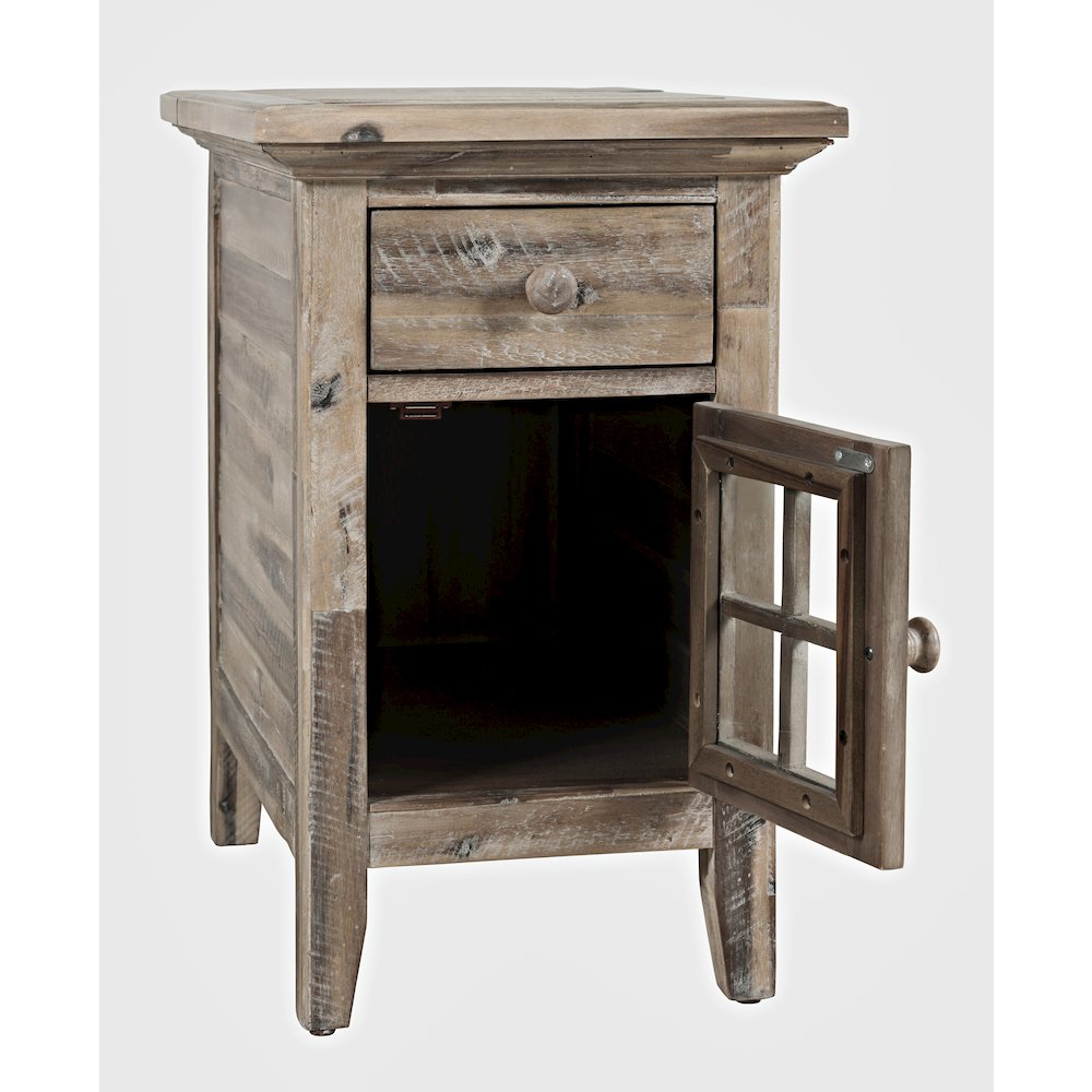 Rustic Shores Distressed Acacia USB Charging Chairside End Table. Picture 7